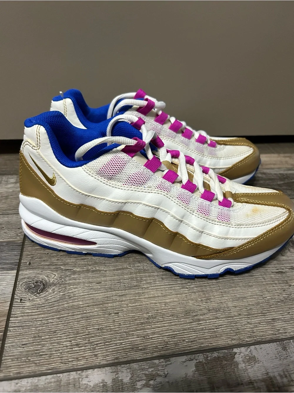 Nike Air Max 95 LE GS Peanut butter & jelly White Gold Blue Pink